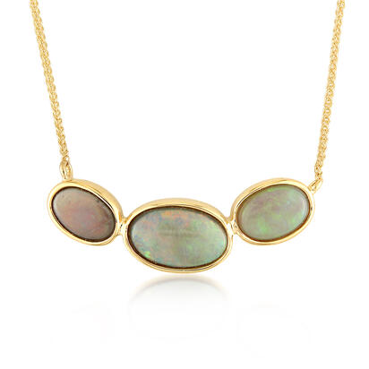 14K Yellow Gold Australian Black Opal Necklace 14K Yellow Gold Australian Black Opal Necklace