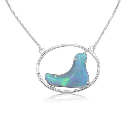 14K White Gold Australian Opal Neckpiece 14K White Gold Australian Opal Neckpiece