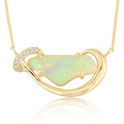 14K Yellow Gold Australian Opal/Diamond Neckpiece 14K Yellow Gold Australian Opal/Diamond Neckpiece