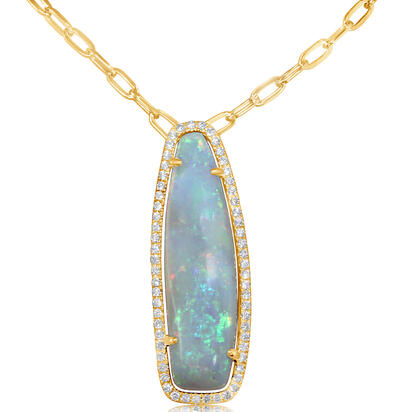 14K Yellow Gold Australian Opal/Diamond Neckpiece 14K Yellow Gold Australian Opal/Diamond Neckpiece