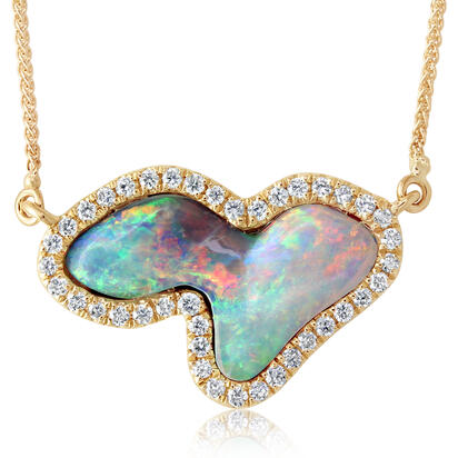 14K Yellow Gold Australian Opal/Diamond Neckpiece 14K Yellow Gold Australian Opal/Diamond Neckpiece
