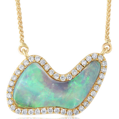 14K Yellow Gold Australian Opal/Diamond Neckpiece 14K Yellow Gold Australian Opal/Diamond Neckpiece