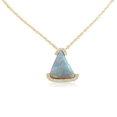 14K Yellow Gold Australian Opal/Diamond Neckpiece 14K Yellow Gold Australian Opal/Diamond Neckpiece
