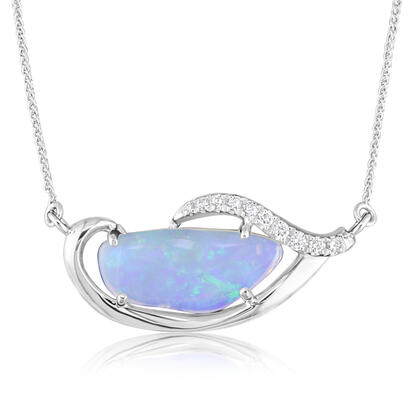 14K White Gold Australian Opal/Diamond Neckpiece 14K White Gold Australian Opal/Diamond Neckpiece
