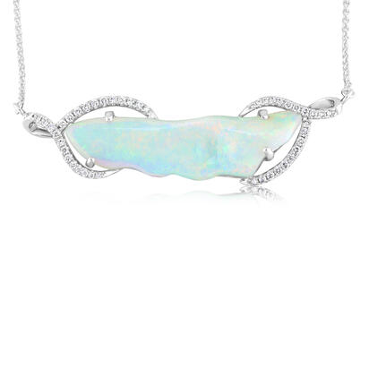 14K White Gold Australian Opal/Diamond Neckpiece 14K White Gold Australian Opal/Diamond Neckpiece