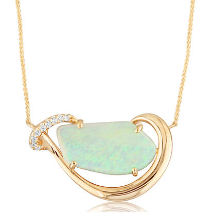 14K Yellow Gold Australian Opal/Diamond Neckpiece 14K Yellow Gold Australian Opal/Diamond Neckpiece