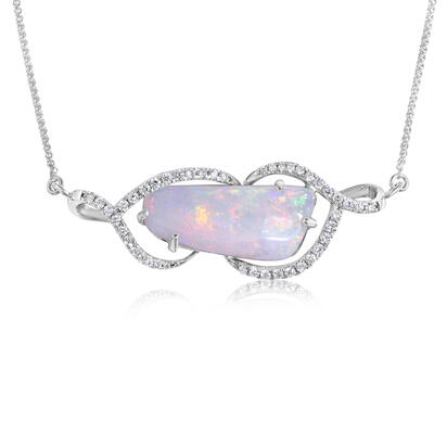 14K White Gold Australian Opal/Diamond Neckpiece 14K White Gold Australian Opal/Diamond Neckpiece