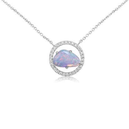 14K White Gold Australian Opal/Diamond Neckpiece 14K White Gold Australian Opal/Diamond Neckpiece