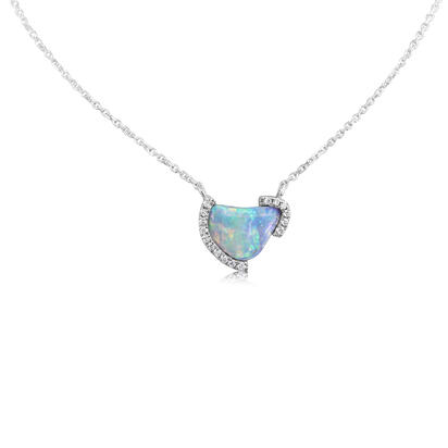 14K White Gold Australian Opal/Diamond Neckpiece 14K White Gold Australian Opal/Diamond Neckpiece