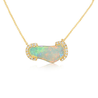 14K Yellow Gold Australian Opal/Diamond Neckpiece 14K Yellow Gold Australian Opal/Diamond Neckpiece