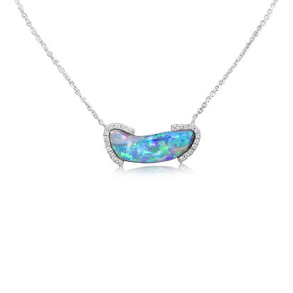 14K White Gold Australian Opal/Diamond Neckpiece 14K White Gold Australian Opal/Diamond Neckpiece