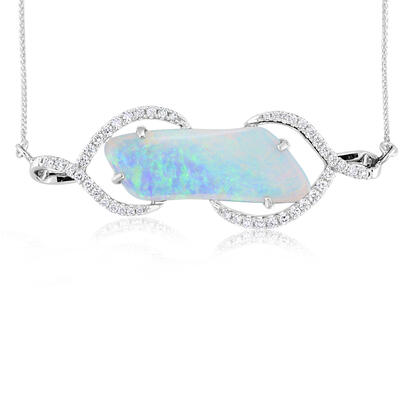 14K White Gold Australian Opal/Diamond Neckpiece 14K White Gold Australian Opal/Diamond Neckpiece