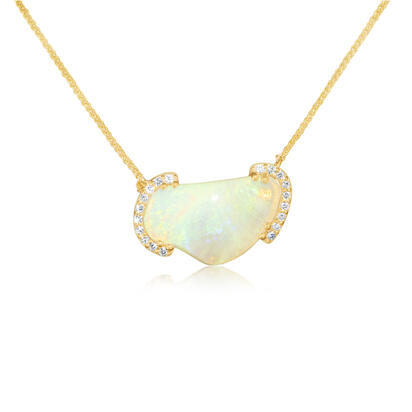 14K Yellow Gold Australian Opal/Diamond Neckpiece 14K Yellow Gold Australian Opal/Diamond Neckpiece