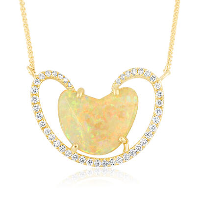 14K Yellow Gold Australian Opal/Diamond Neckpiece 14K Yellow Gold Australian Opal/Diamond Neckpiece
