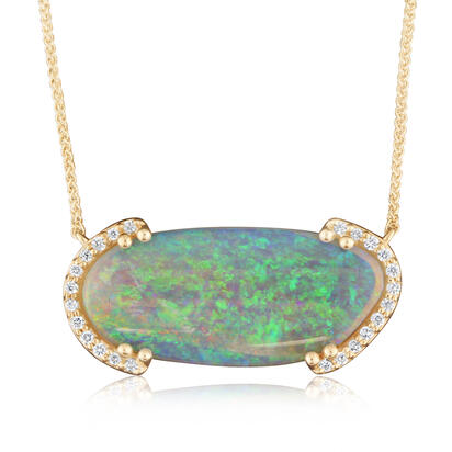 14K Yellow Gold Australian Opal/Diamond Neckpiece 14K Yellow Gold Australian Opal/Diamond Neckpiece