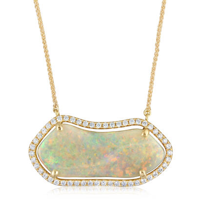 14K Yellow Gold Australian Opal/Diamond Neckpiece 14K Yellow Gold Australian Opal/Diamond Neckpiece