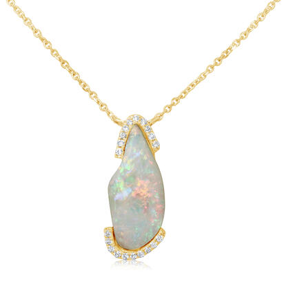 14K Yellow Gold Australian Opal/Diamond Neckpiece 14K Yellow Gold Australian Opal/Diamond Neckpiece