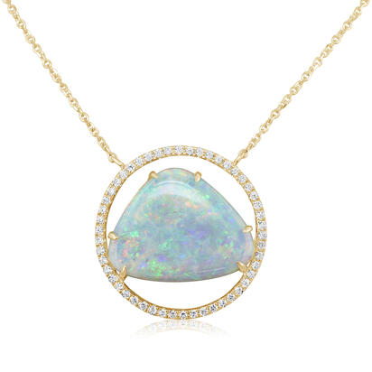 14K Yellow Gold Australian Opal/Diamond Neckpiece 14K Yellow Gold Australian Opal/Diamond Neckpiece