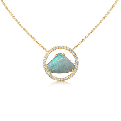 14K Yellow Gold Australian Opal/Diamond Neckpiece 14K Yellow Gold Australian Opal/Diamond Neckpiece
