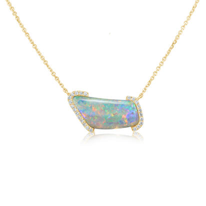 14K Yellow Gold Australian Opal/Diamond Neckpiece 14K Yellow Gold Australian Opal/Diamond Neckpiece