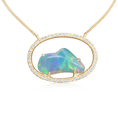 14K Yellow Gold Australian Opal/Diamond Neckpiece 14K Yellow Gold Australian Opal/Diamond Neckpiece