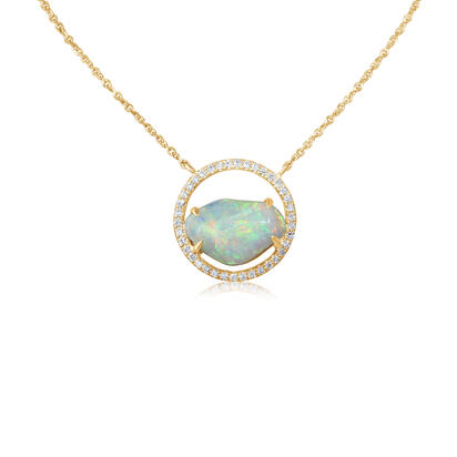 14K Yellow Gold Australian Opal/Diamond Neckpiece 14K Yellow Gold Australian Opal/Diamond Neckpiece