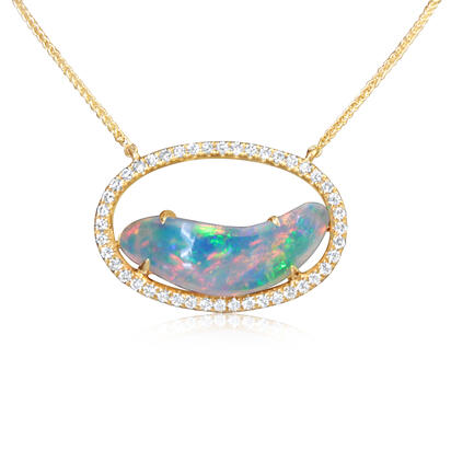 14K Yellow Gold Australian Opal/Diamond Neckpiece 14K Yellow Gold Australian Opal/Diamond Neckpiece
