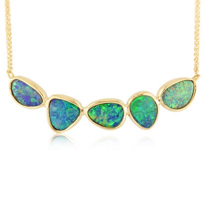 14K Yellow Gold Australian Opal Doublet Necklace 14K Yellow Gold Australian Opal Doublet Necklace