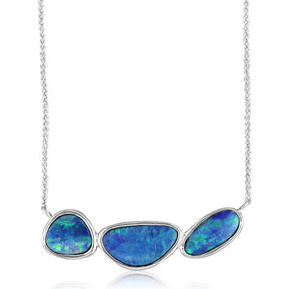 14K White Gold Australian Opal (3 Stone) Neckpiece 14K White Gold Australian Opal (3 Stone) Neckpiece