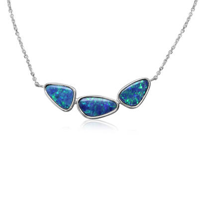 14K White Gold Australian Opal Doublet Necklace 14K White Gold Australian Opal Doublet Necklace