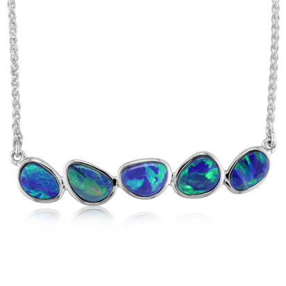 14K White Gold Australian Opal Doublet Necklace 14K White Gold Australian Opal Doublet Necklace