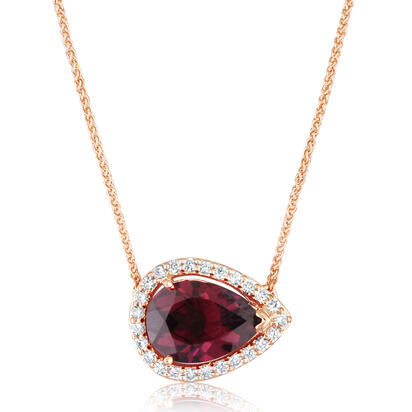 14K Gold Rose Rhodolite/Diamond Neckpiece 14K Gold Rose Rhodolite/Diamond Neckpiece
