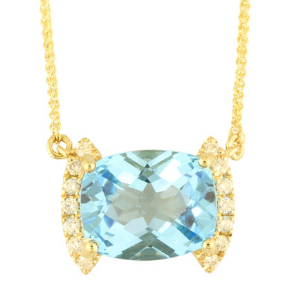 14K Yellow Gold Blue Topaz/Diamond Neckpiece 14K Yellow Gold Blue Topaz/Diamond Neckpiece