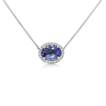 14K White Gold Peacock Tanzanite/Diamond Neckpiece 14K White Gold Peacock Tanzanite/Diamond Neckpiece
