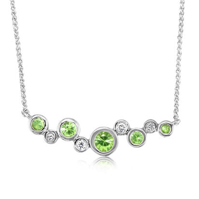 14K White Gold Mint Garnet/Diamond Neckpiece 14K White Gold Mint Garnet/Diamond Neckpiece