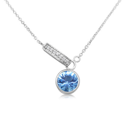 14K White Gold Blue Topaz/Diamond Necklace 14K White Gold Blue Topaz/Diamond Necklace