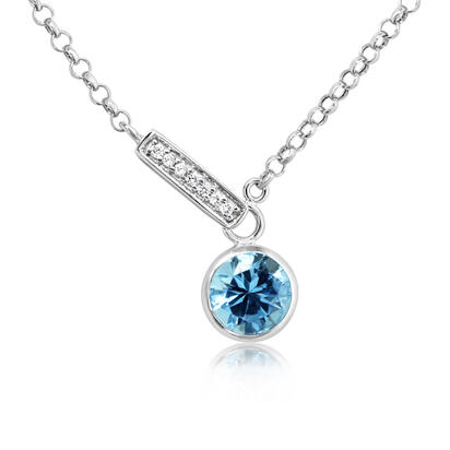 14K White Gold Blue Topaz/Diamond Necklace 14K White Gold Blue Topaz/Diamond Necklace
