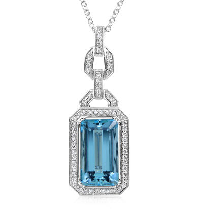 14K White Gold Aquamarine/Diamond Neckpiece 14K White Gold Aquamarine/Diamond Neckpiece
