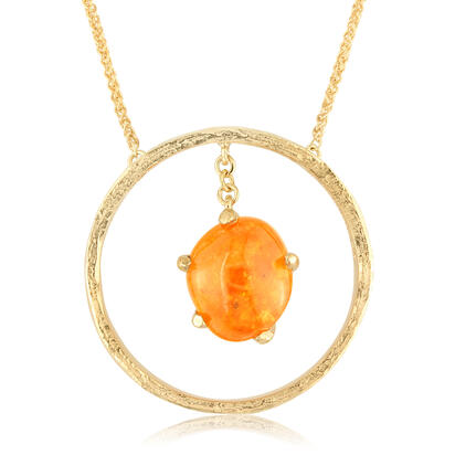14K Yellow Gold Mandarin Garnet Hammer Finish Neckpiece 14K Yellow Gold Mandarin Garnet Hammer Finish Neckpiece