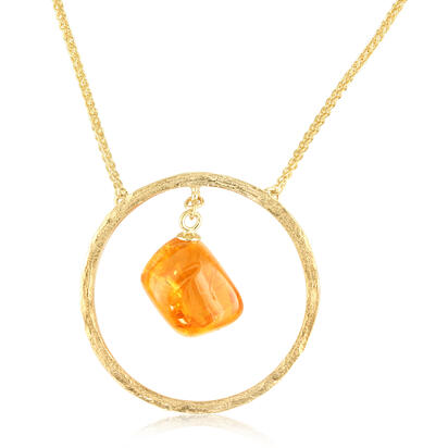 14K Yellow Gold Mandarin Garnet Hammer Finish Neckpiece 14K Yellow Gold Mandarin Garnet Hammer Finish Neckpiece