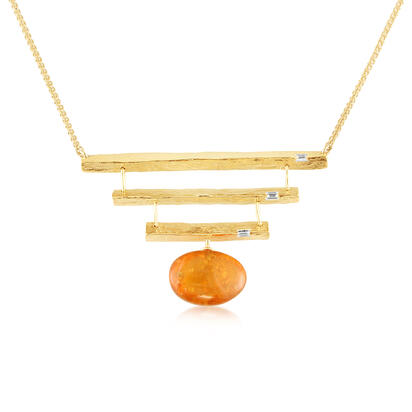 14K Yellow Gold Mandarin Garnet/Diamond Neckpiece 14K Yellow Gold Mandarin Garnet/Diamond Neckpiece