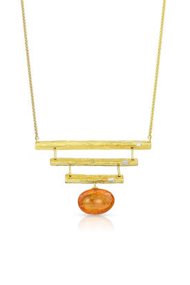 14K Yellow Gold Mandarin Garnet/Diamond Neckpiece 14K Yellow Gold Mandarin Garnet/Diamond Neckpiece