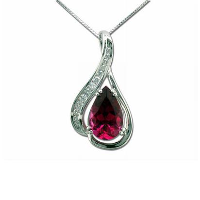 18K White Gold Raspberry Tourmaline(Rubellite)/Diamond Pendant 18K White Gold Raspberry Tourmaline(Rubellite)/Diamond Pendant