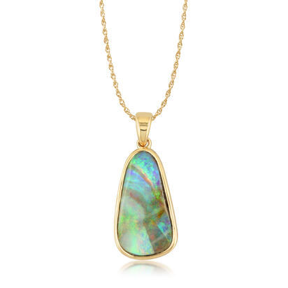 14K Yellow Gold Boulder Opal Medium Bail Pendant 14K Yellow Gold Boulder Opal Medium Bail Pendant