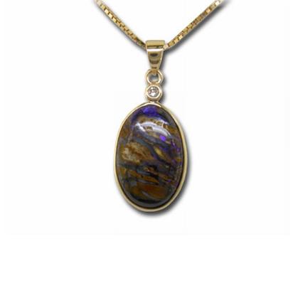 14K Yellow Gold Boulder/Diamond Plain Bezel Pendant 14K Yellow Gold Boulder/Diamond Plain Bezel Pendant