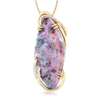 14K Rose Gold Australian Boulder Opal/Diamond Pendant 14K Rose Gold Australian Boulder Opal/Diamond Pendant