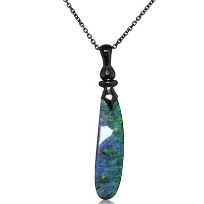 Blackened Silver Australian Boulder Opal Pendant Blackened Silver Australian Boulder Opal Pendant