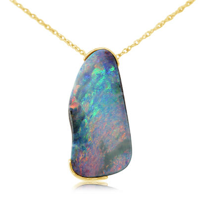 14K Yellow Gold Australian Boulder Opal Pendant 14K Yellow Gold Australian Boulder Opal Pendant