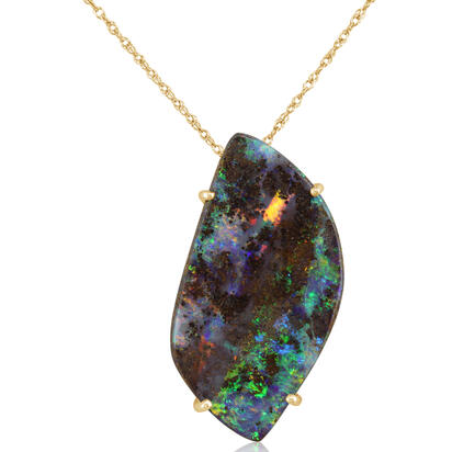 14K Yellow Gold Australian Boulder Opal Pendant 14K Yellow Gold Australian Boulder Opal Pendant