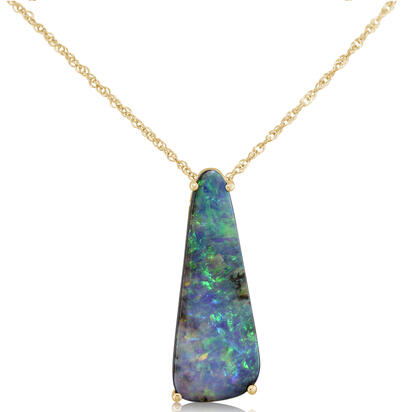 14K Yellow Gold Australian Boulder Opal Pendant 14K Yellow Gold Australian Boulder Opal Pendant